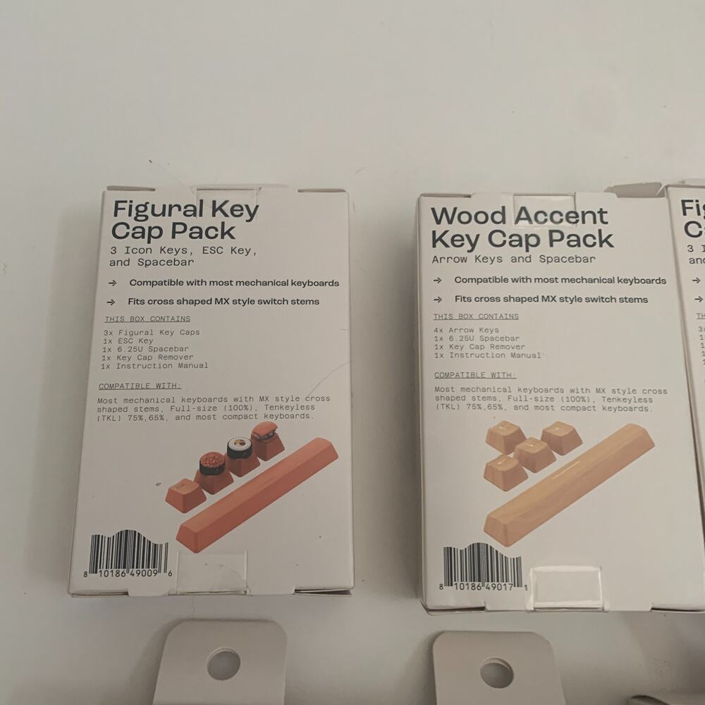 North Lot Of 6 Mechanical Keyboard Assoreted Caps Sets Figural key + wood Accent - Picture 9 of 12